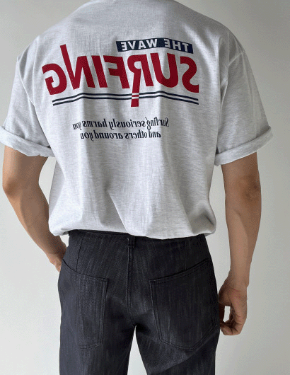 웨이브 오버핏 반팔 티셔츠