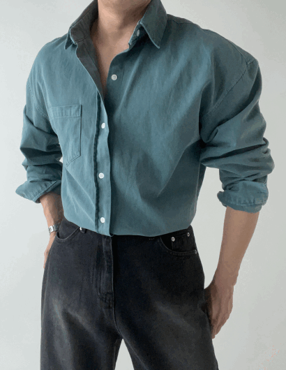 피그먼트 오버핏 바이워 셔츠