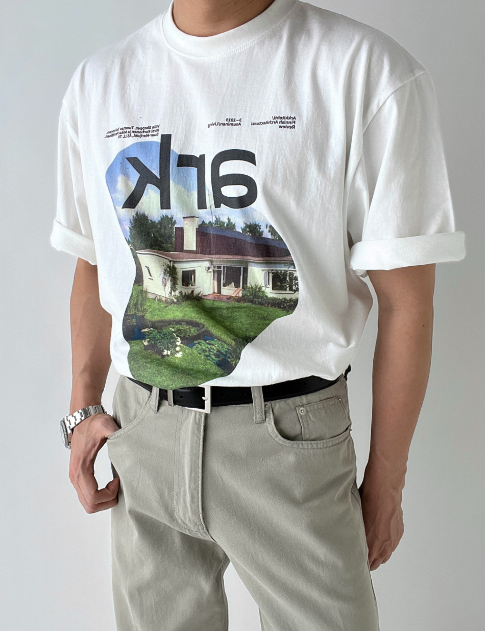 반팔 티셔츠 모델 착용 이미지-S1L6